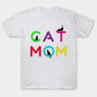 Funny Cat Mom Rainbow Graphic Design T-Shirt